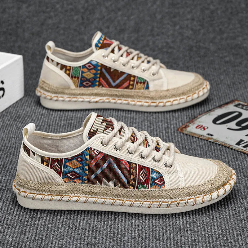 Men's casual summer shoes in breathable cloth fabric with round toe design