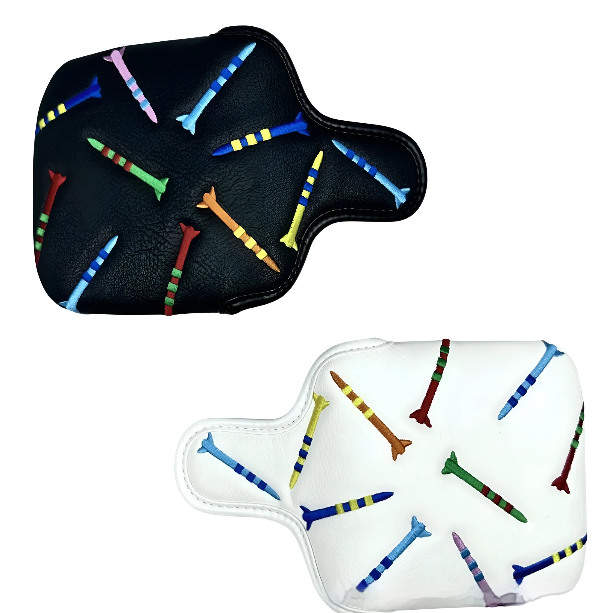 Black and white golf putter protective sleeve for Rocket Pattern Square putter grips