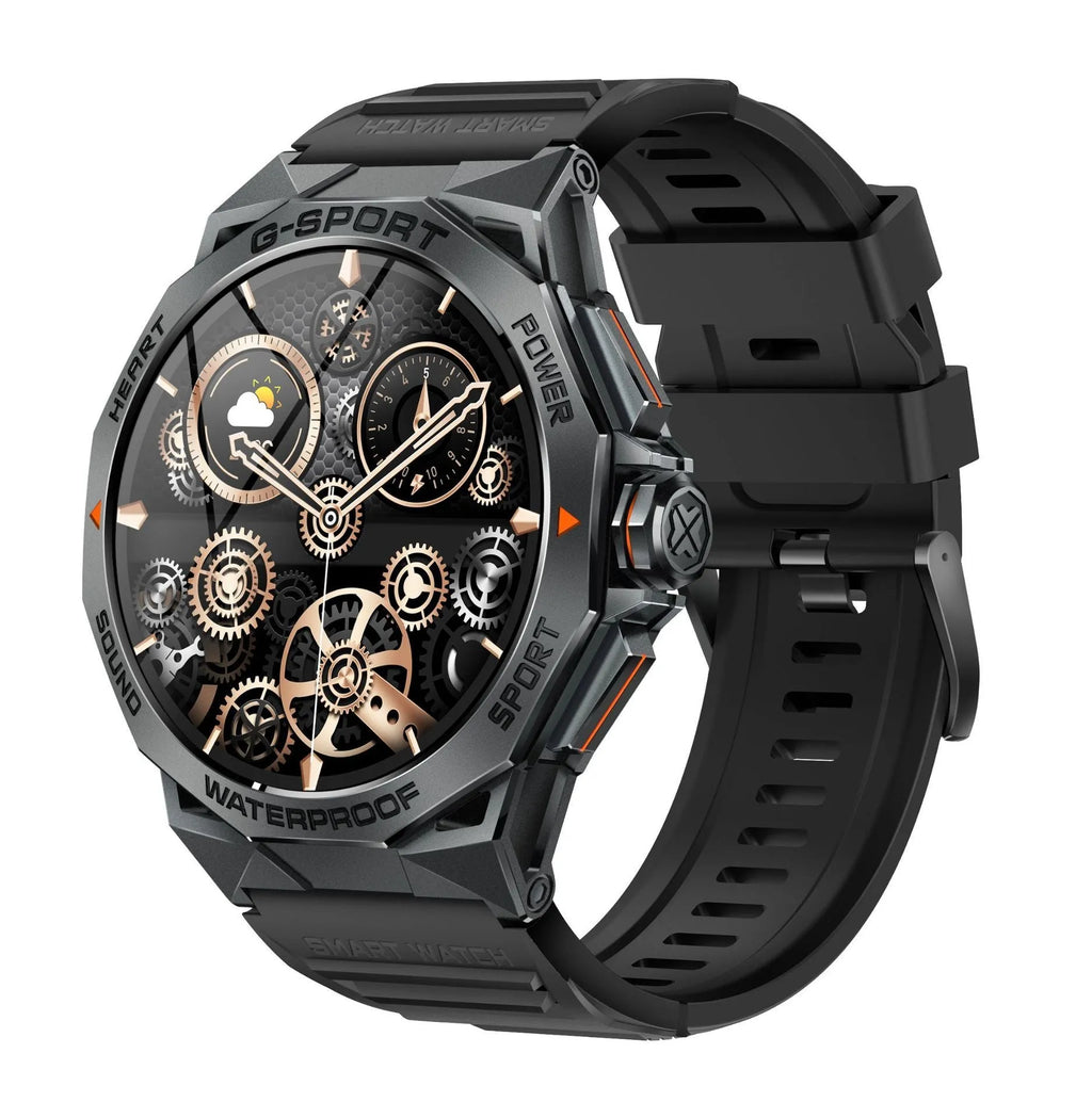Smart watch with Bluetooth calling, TFT screen, silicone wristband, black or silver orange colour