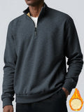 Men's brushed hoody placket zipper solid colour turtleneck coat in black