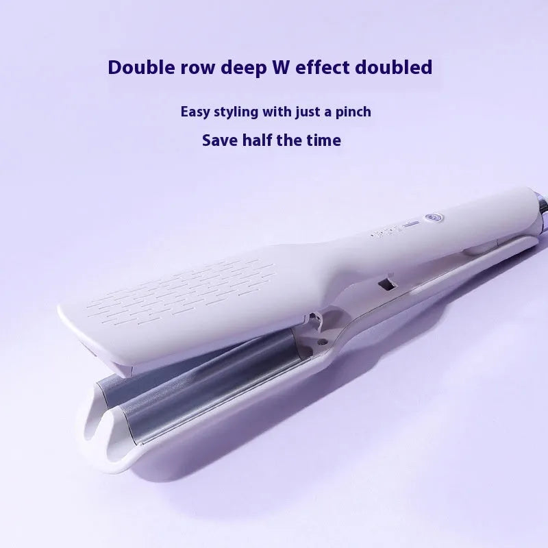 Purple egg roll hair curler with ultra-small barrel and wired power cord for water ripple curls
