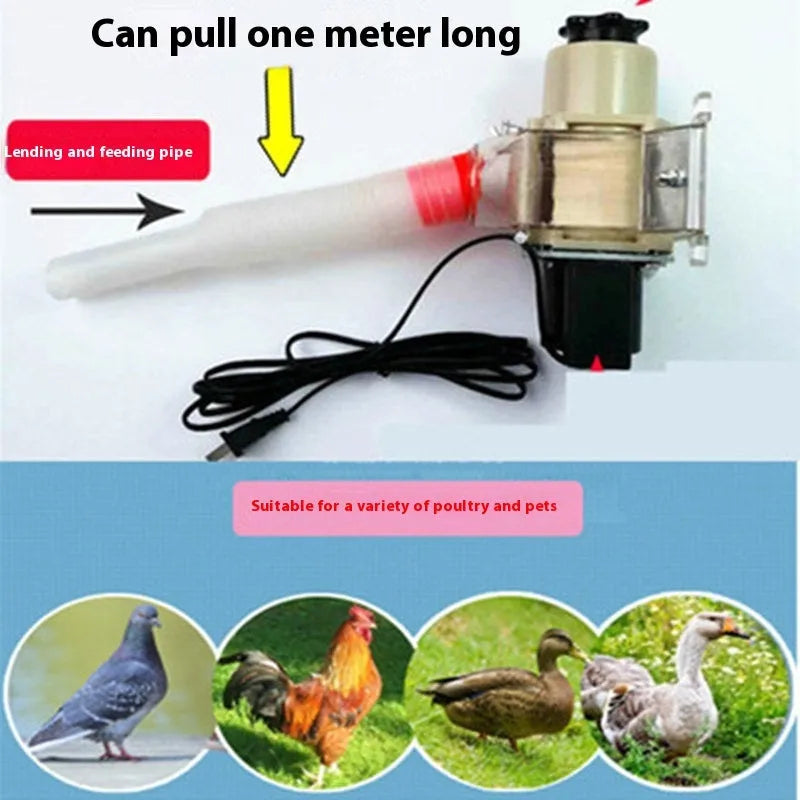 Automatic chicken and duck feeding machine with solar panel and watertight caisson design