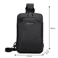 Trendy men's chest bag in polyester embossed finish with zipper and soft handle, 22x9x34cm size
