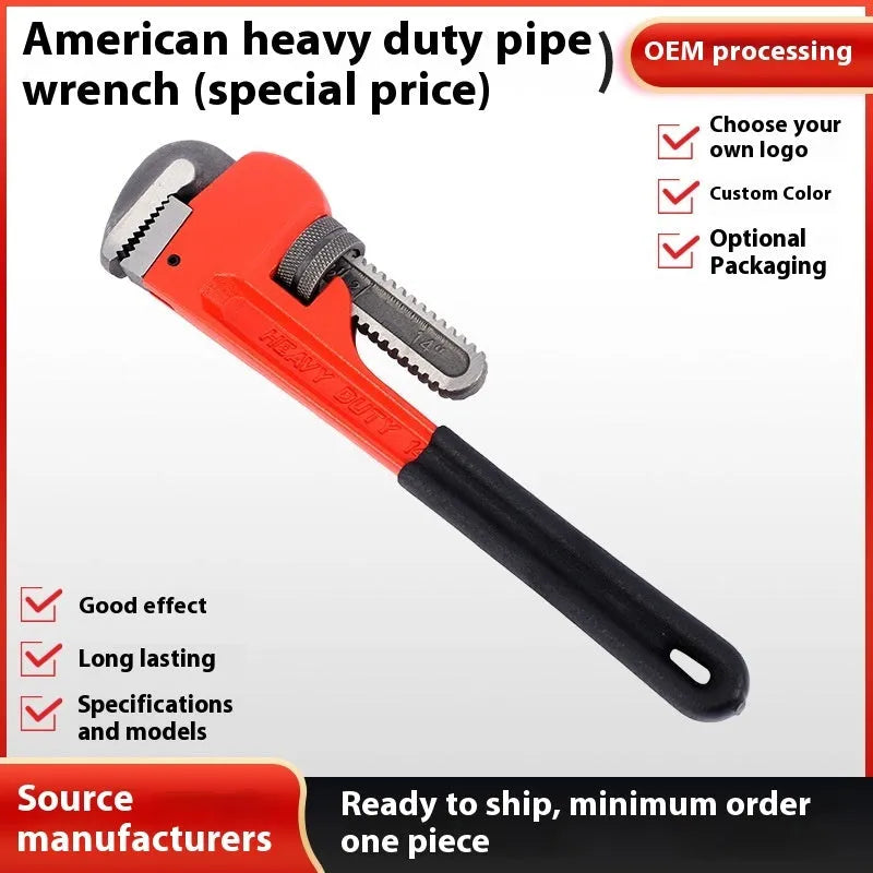 Heavy pipe tongs multifunctional hardware tools water pipe pliers 45# steel 10 inch 12 inch 18 inch set