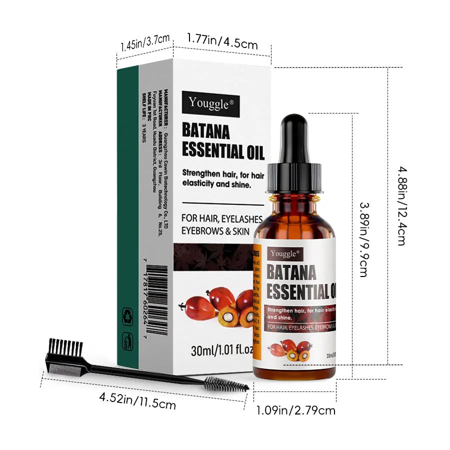 30ml bottle of organic batana essential oil for hair repair and growth