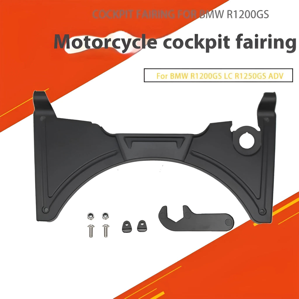 Black motorcycle cockpit fairing panel for BMW R1250GS and R1200GS models