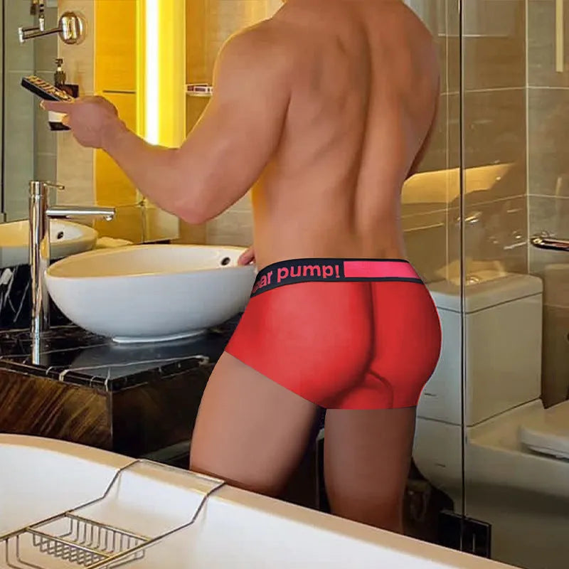 Men's low waist underwear with gradient laser print in breathable nylon modal fabric