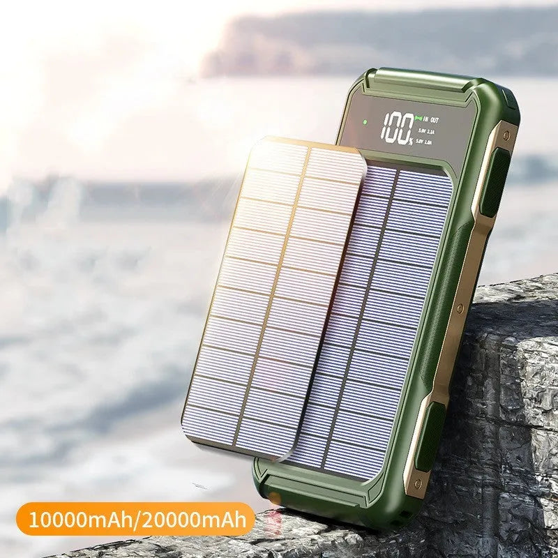 Military-grade portable power bank in black, green, or orange, showing compact size and high capacity.