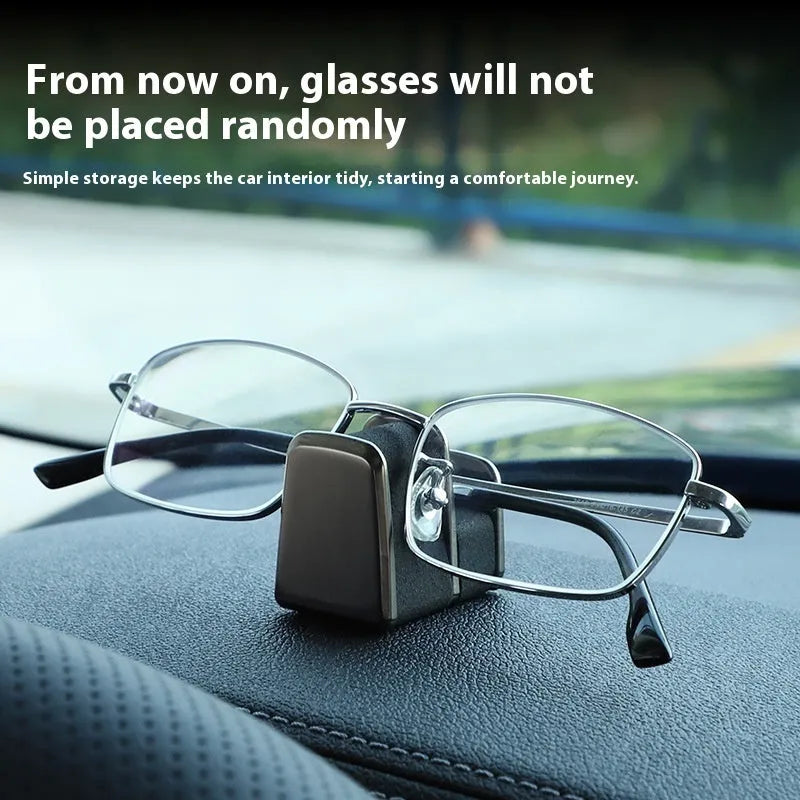 Green zinc alloy and leather car dashboard clip for holding sunglasses, shown next to a ruler showing 3.7cm size.