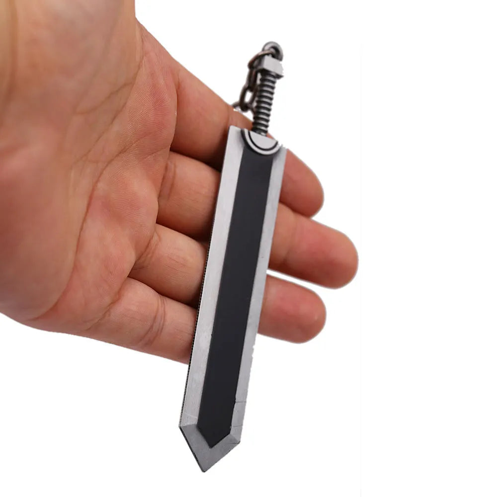 Sword Wind Legend black zinc alloy keychain pendant 2x12cm on neutral background