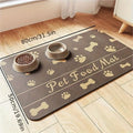 Non-slip diatom ooze pet absorbent placemat with geometric abstract pattern in dog's paw brown colour, square shape, 40x60cm size