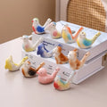 Chinese style white porcelain ceramic whistle with rope, random animal design, children's toy