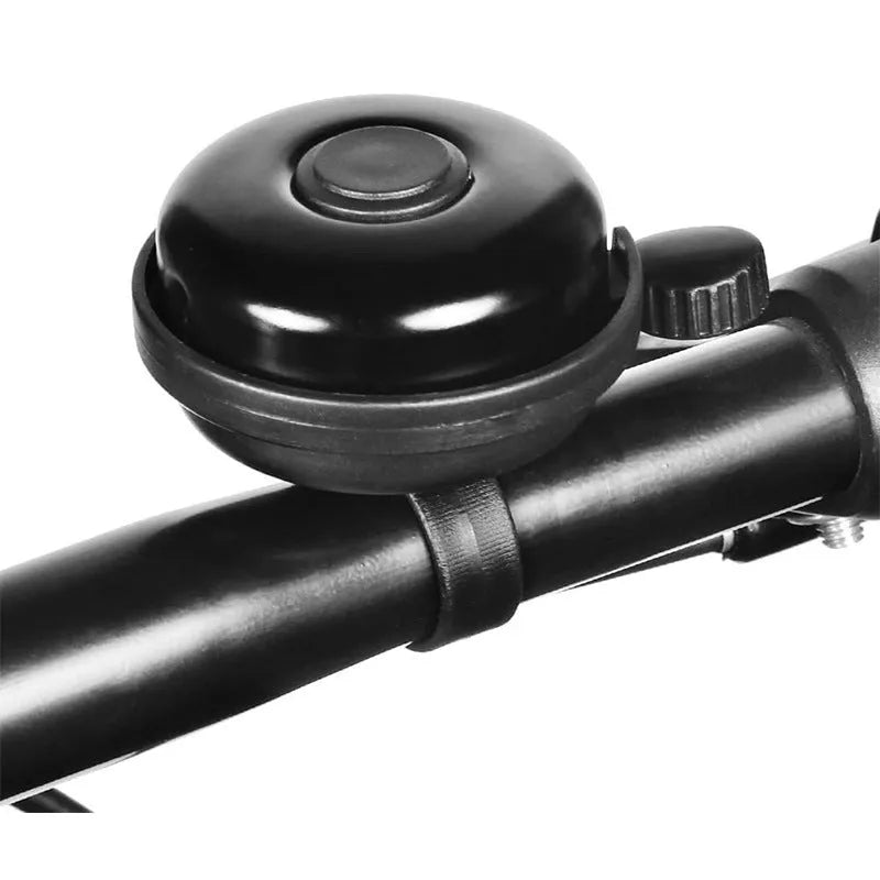 Black ABS flat bicycle bell with 58mm diameter for mountain bike handlebar mounting