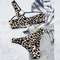 Women's leopard print polka dot hollow design nylon bikini swimwear