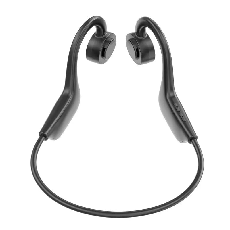 Black VG02 wireless sports headset with ear-mounted design and Bluetooth connectivity