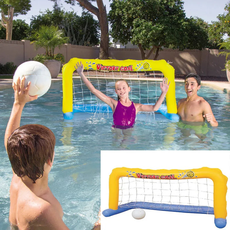 Inflatable floating pool basketball hoop with three coloured rings for summer water play set