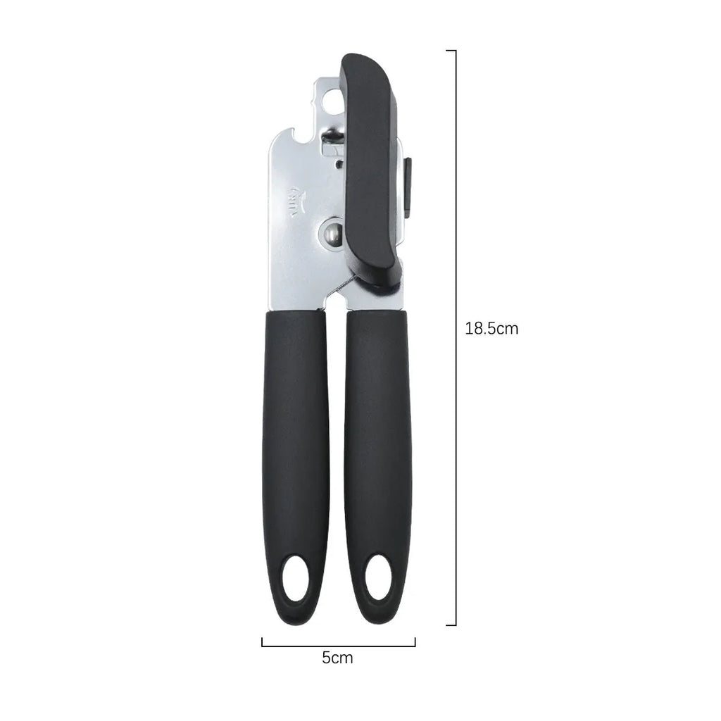 Strong stainless steel can opener and bottle opener 18.5cm black kitchen tool