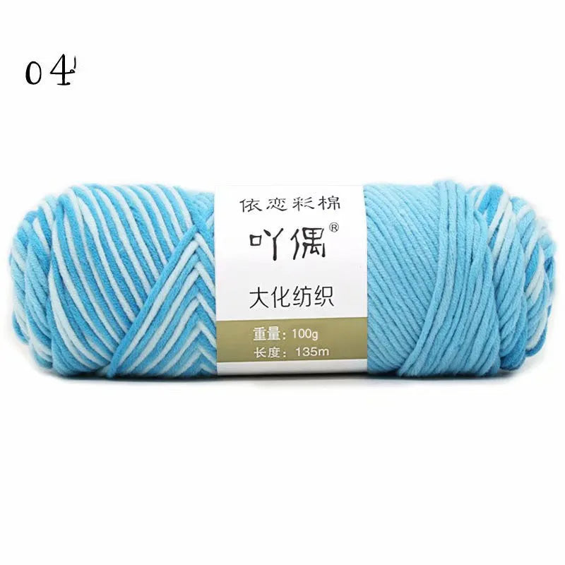 8 strands gradient milk cotton wool yarn in blue tones, medium thickness, ball form for hand knitting