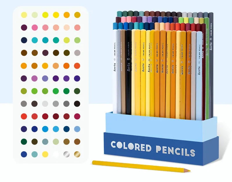 Boxed set of 72 or 126 soft core colour pencils with basswood casings for art students.