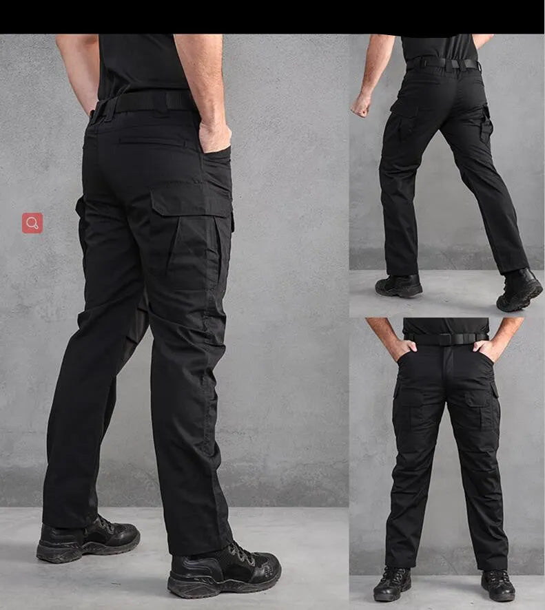 City Tactical Pants in polyester fibre, available in Black, Black Camouflage, Green, Khaki colours