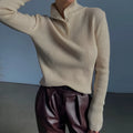 Retro breasted half turtleneck pullover sweater in slim fit with single-breasted placket design
