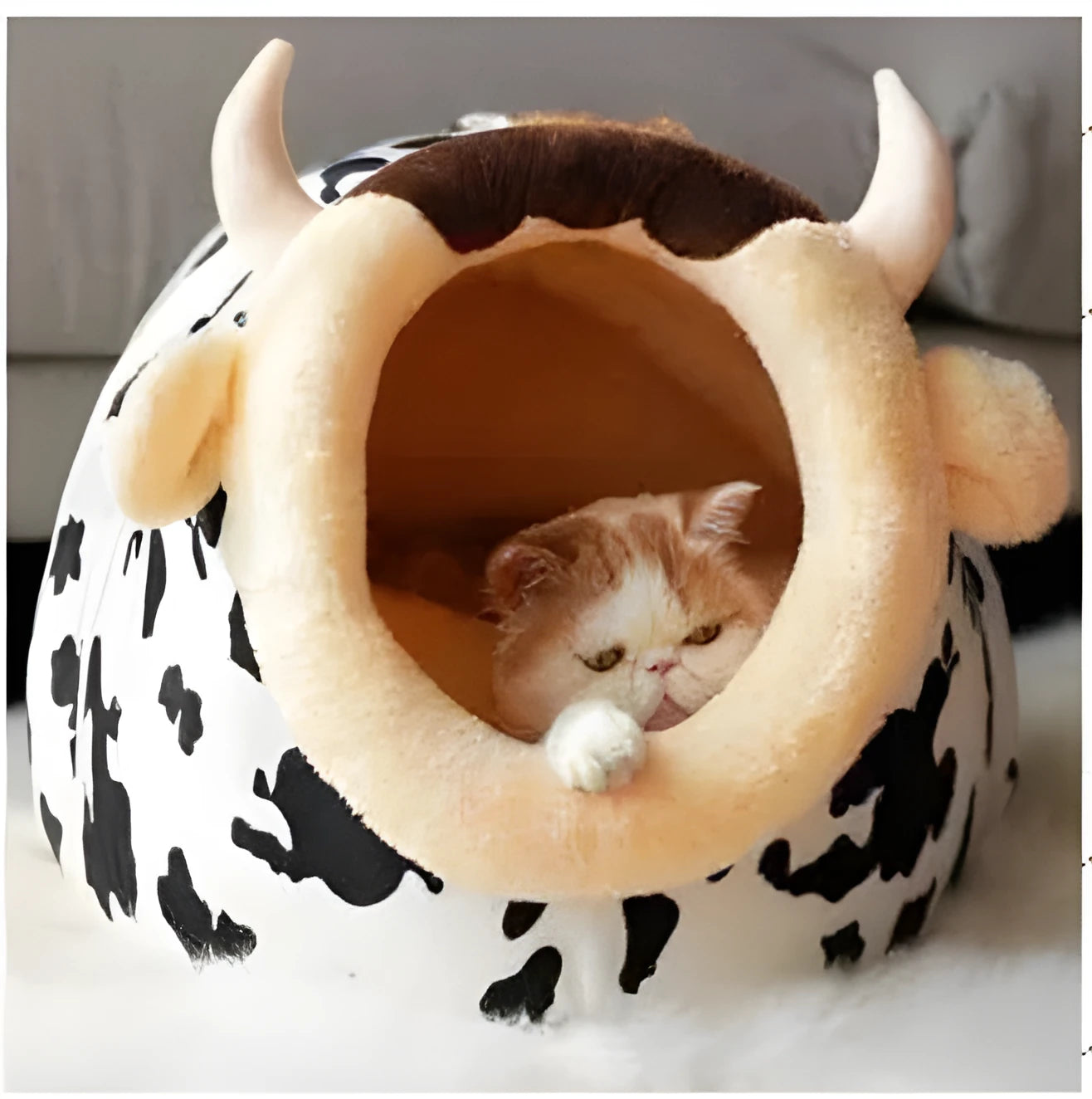 Cow colour suede cat house S code for up to 7 cats indoor use