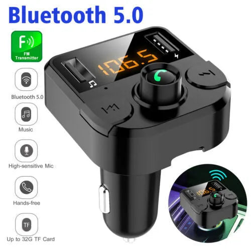 Black car MP3 player Bluetooth FM transmitter with LED dot matrix screen for 12V-24V vehicles