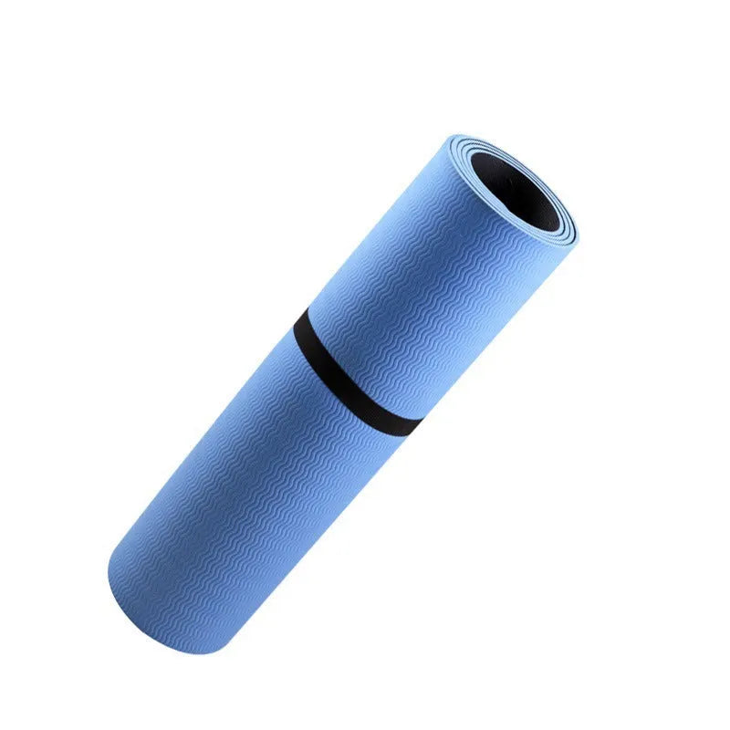 Blue conductive grounding yoga mat with plants pattern measuring 182 x 61 cm with 5mm thickness