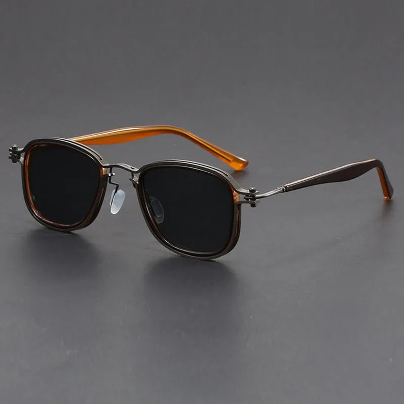 Retro-style square frame sunglasses with a mixed plastic and metal construction.
