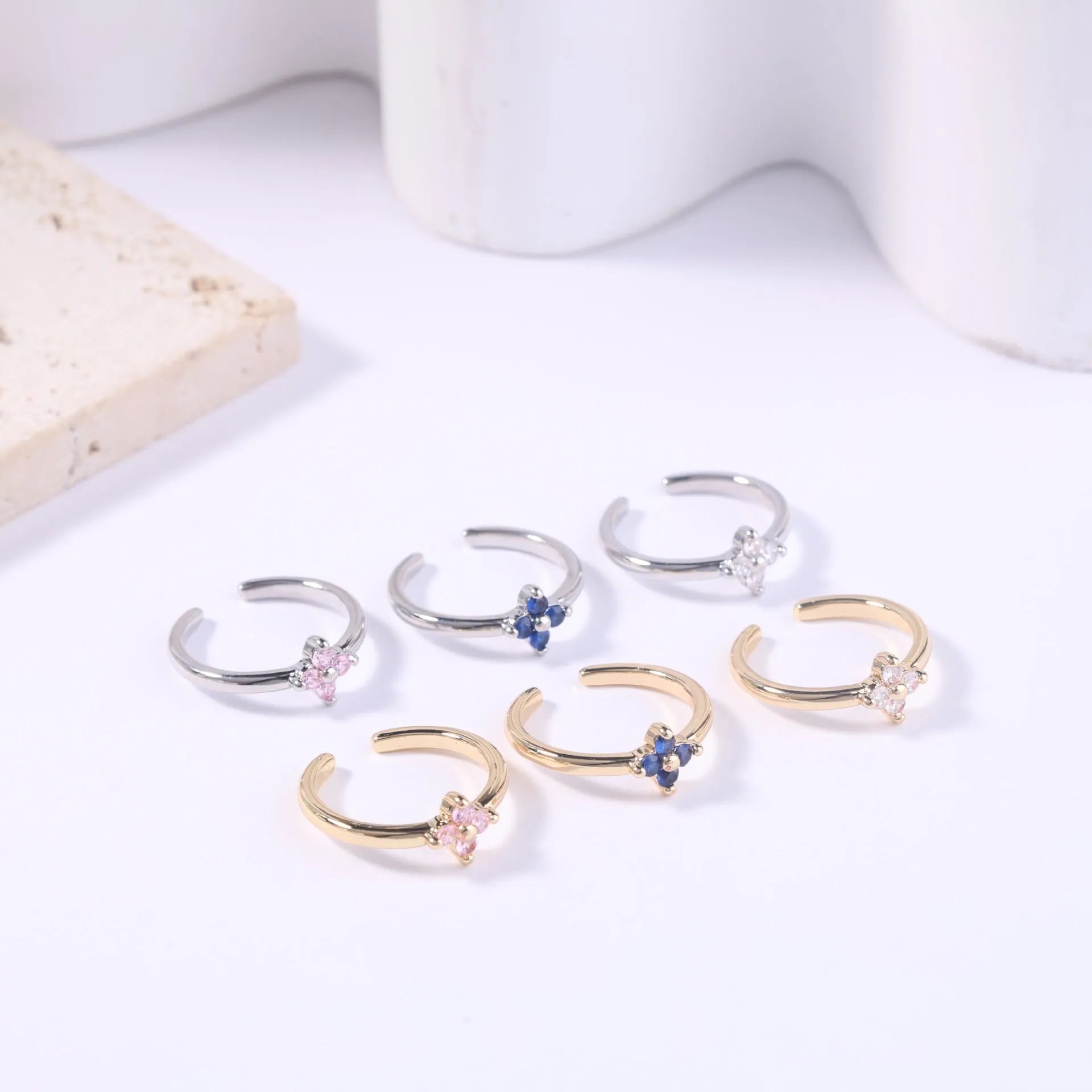 Copper plating 18k golden zircon foot ring for women, gold finish with blue zircon stone