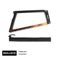 Black foldable outdoor survival saw with aluminium alloy frame and nylon handle.