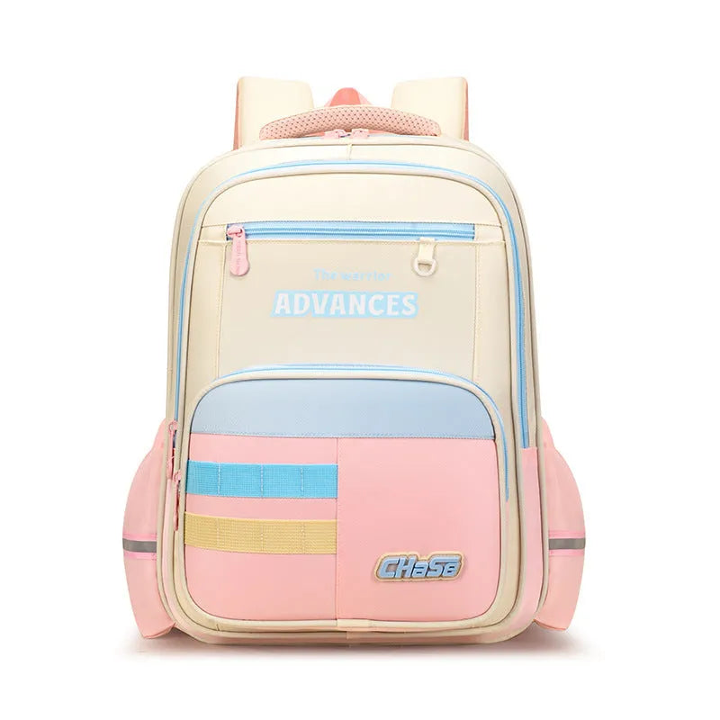 Student shoulder pad backpack in Oxford cloth with air pillow belt, burden-reduction design, six colours, for grades 3 to 4