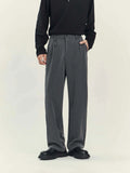 Men's draping loose straight-leg business casual trousers in black or grey