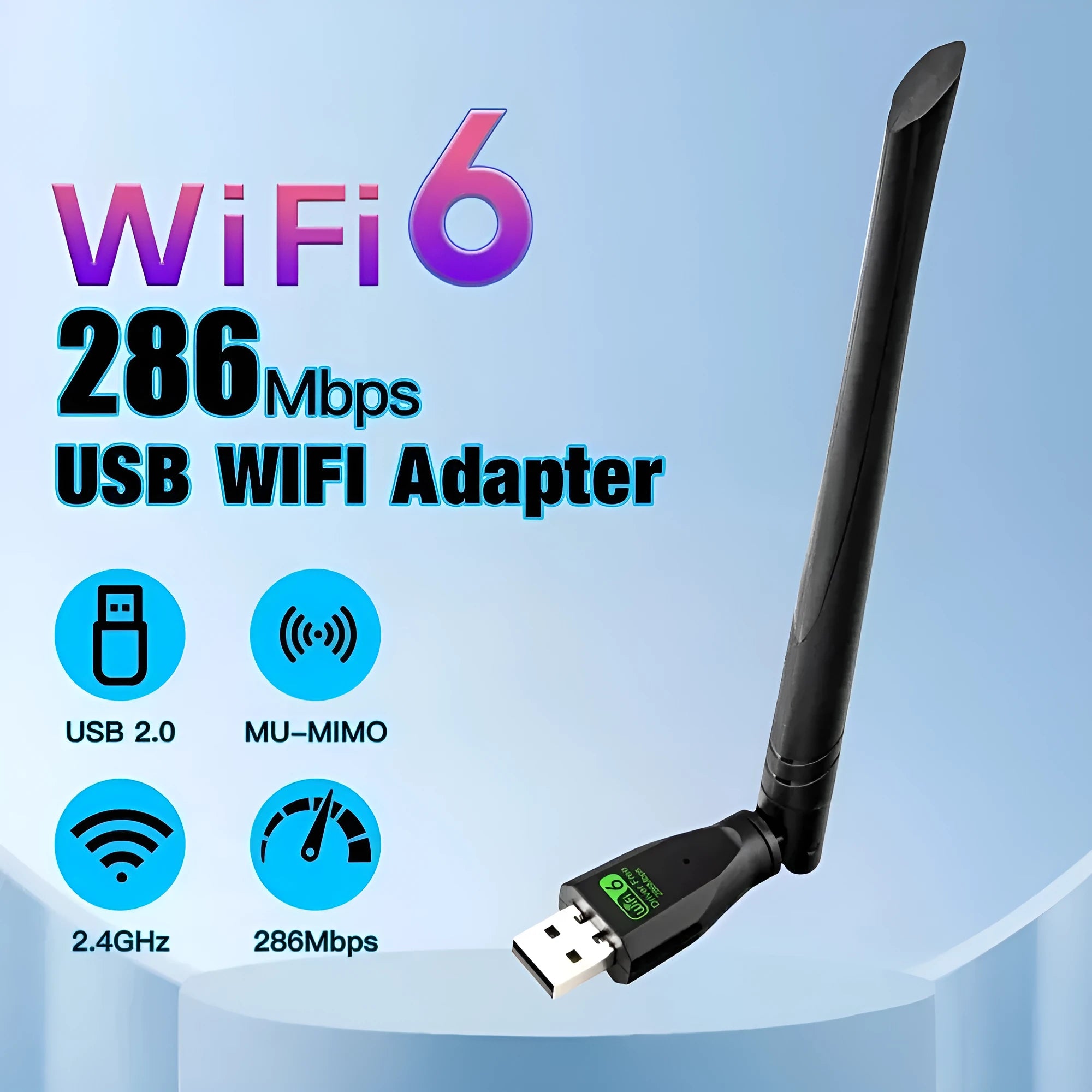 Black USB WiFi6 wireless network card with compact design for computer connectivity