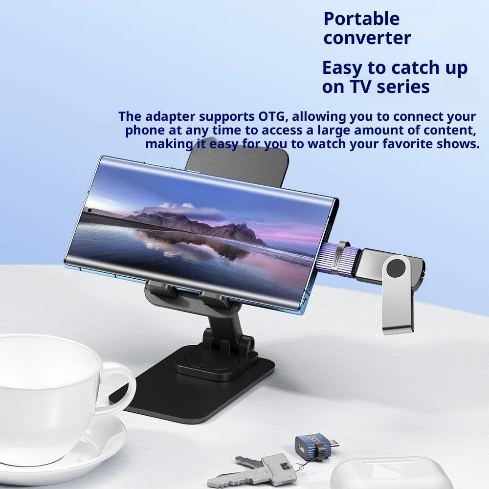 USB3.0 male to Type-C female adapter in aluminium alloy, black colour variant