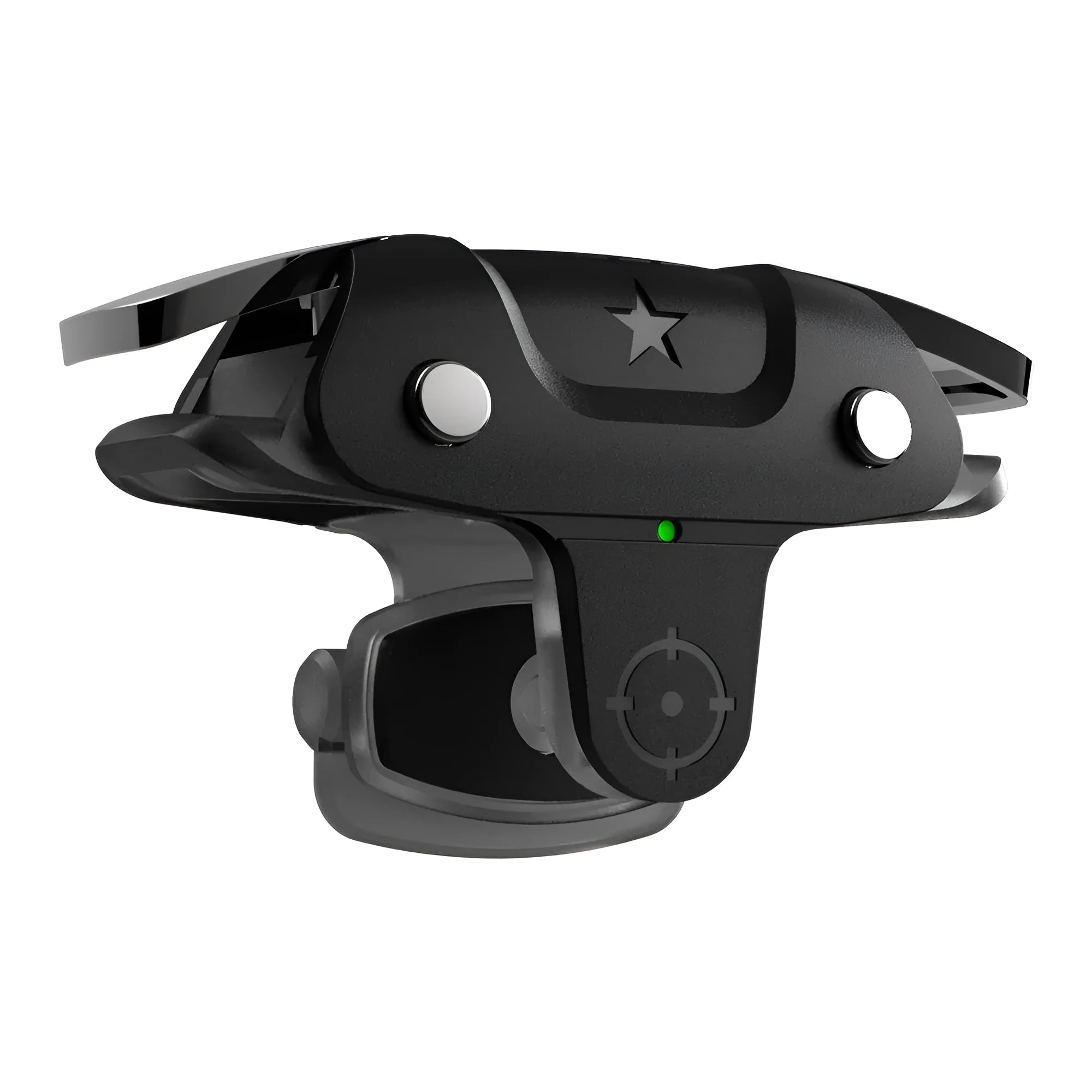 Black F5 mobile phone game controller joystick showing compact size