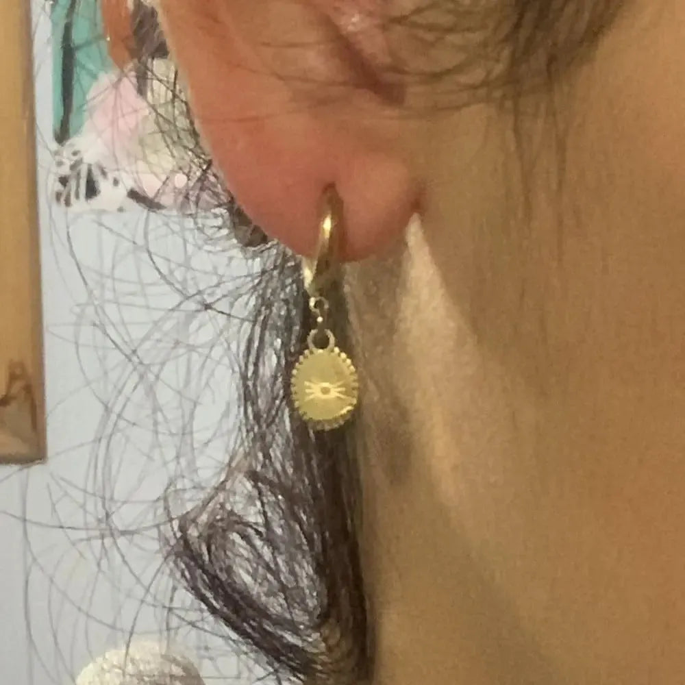 Women's stainless steel geometric earrings with ellipse design in colour XY-EH005