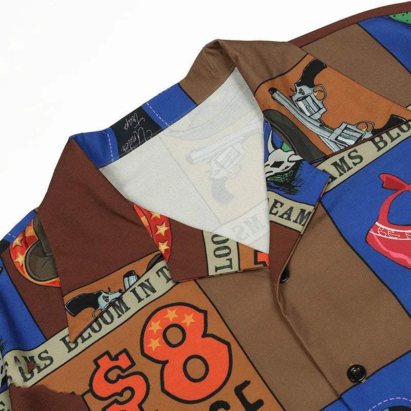 Men's cardigan style loose polyester short sleeve t-shirt in Card Brown colour with open front
