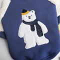 Dark blue fleece-lined winter dog coat for cold weather in cotton material