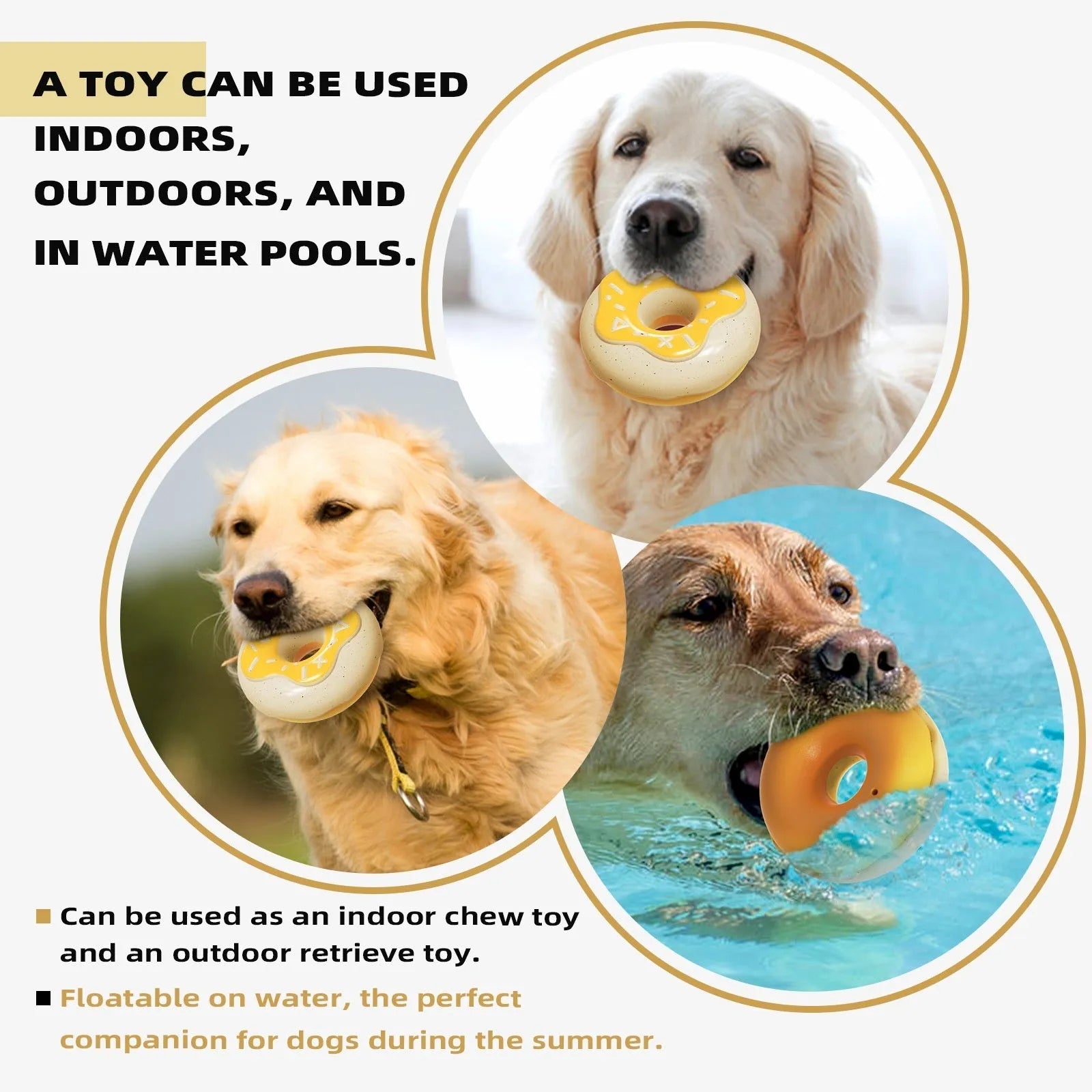 Pink donut-shaped dog toy with textured surface for teeth cleaning