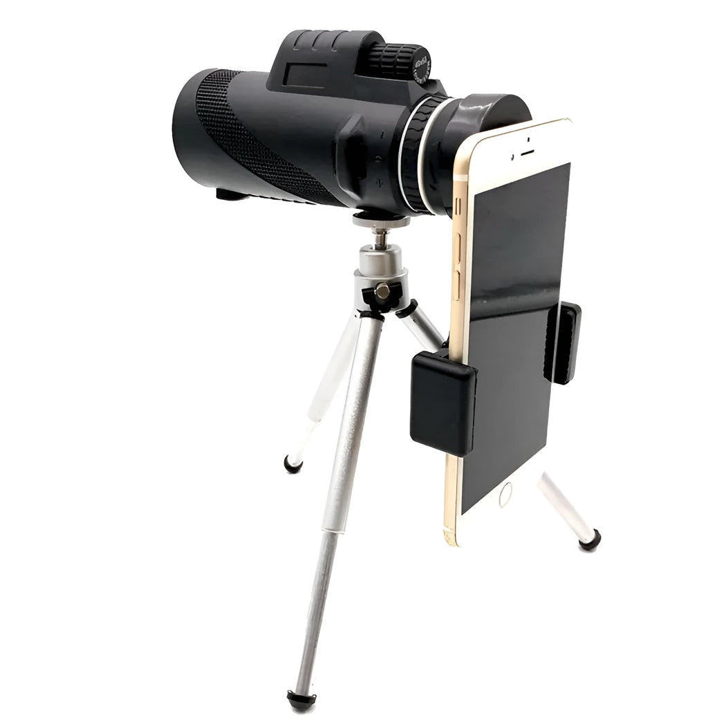 Black 40x60 monocular telescope with compact 144mm design for outdoor observation