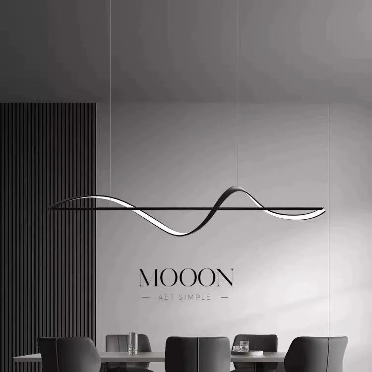 Italian minimalist line aluminium chandelier in black finish with three tone light for dining room