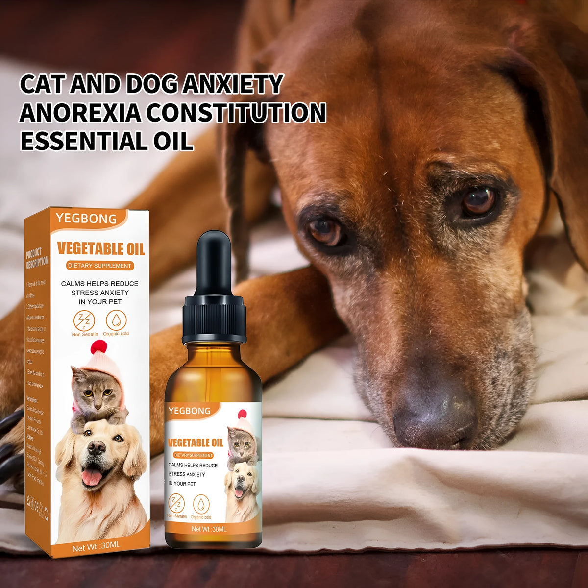 30ml bottle of hemp seed oil for cats and dogs, pet food mixing topper