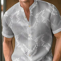 Men's printed casual polyester shirt on a hanger, showing one of the available colour options.
