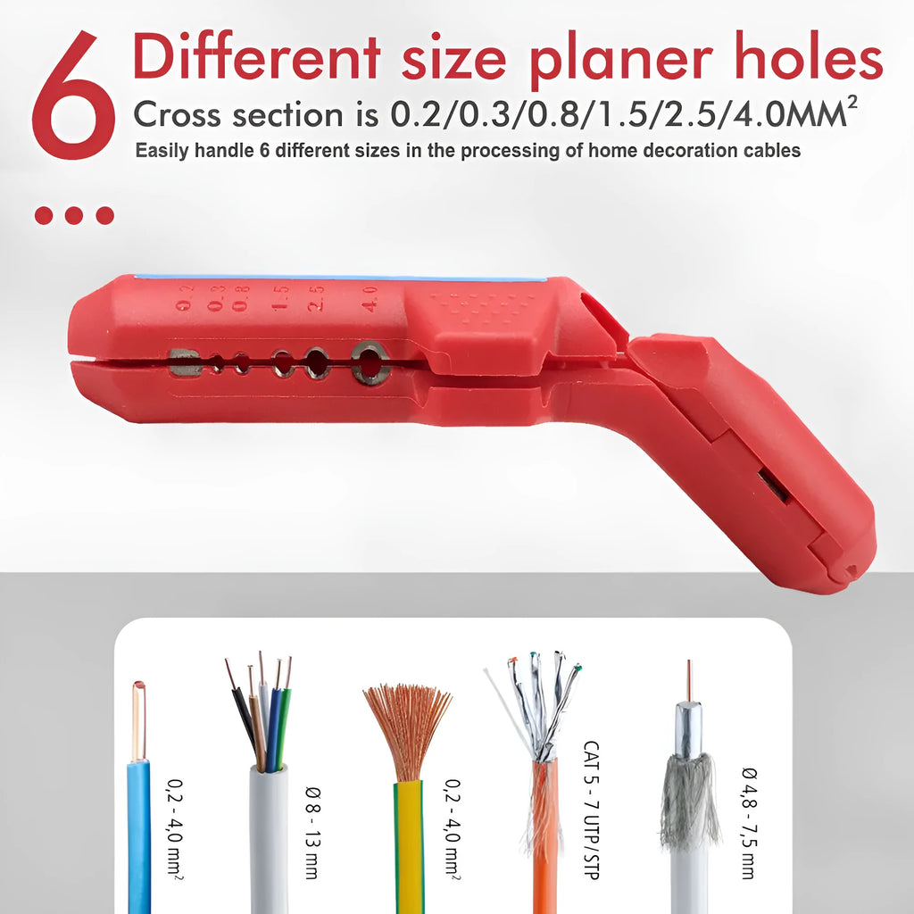 Multifunctional Wire Stripper Wire and Cable Stripping and Peeling Tool for Electricians and DIY Cable Preparation, Black and Red Options Available