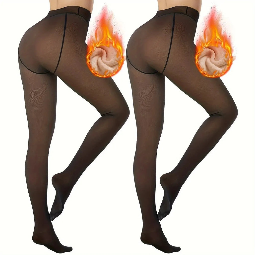 Anti-snagging thermal leggings with wool lining in black, coffee and silver silk styles