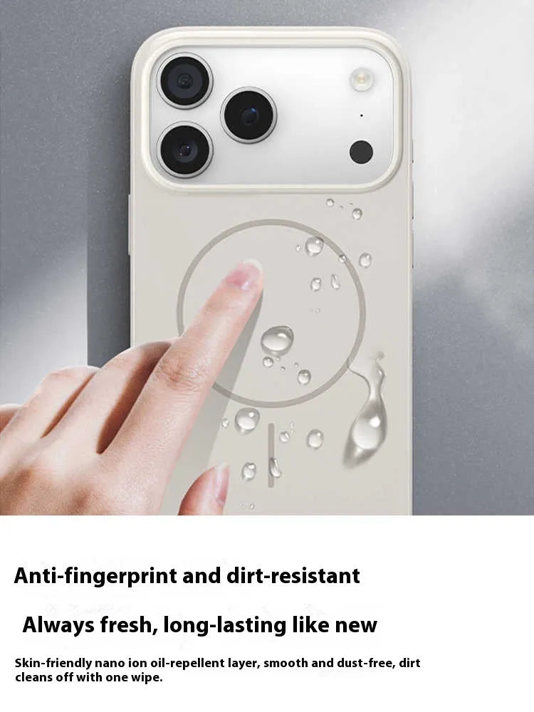Frosted matte magnetic protective case for iPhone 17 series in black colour showing camera button protection