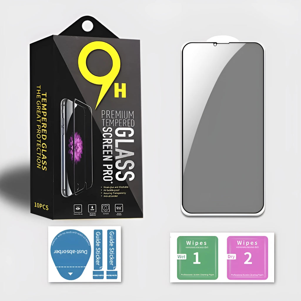 Full screen privacy tempered glass film for iPhone with black bare mould finish