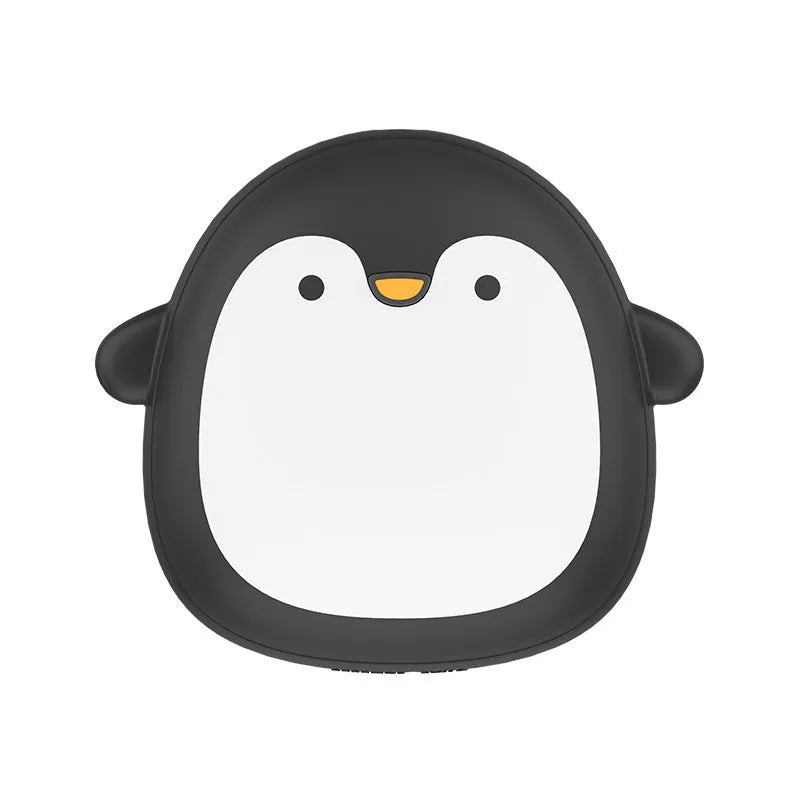 Cute cartoon penguin and polar bear design USB rechargeable hand warmer and power bank unit.