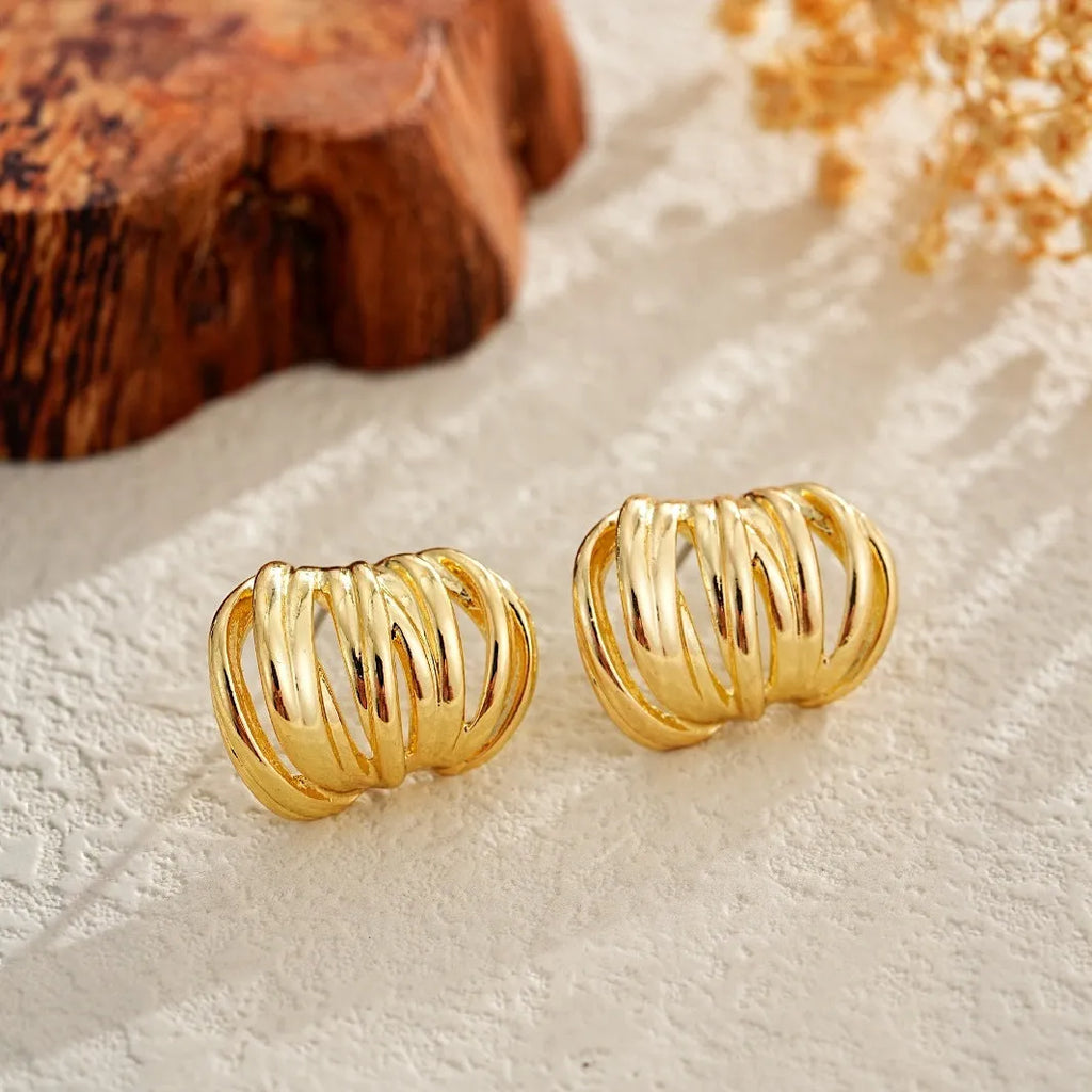 Gold metal ear loops with niche design for converting stud earrings into loop style